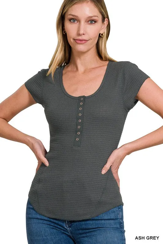 Iris Baby Waffle Sleeve Top