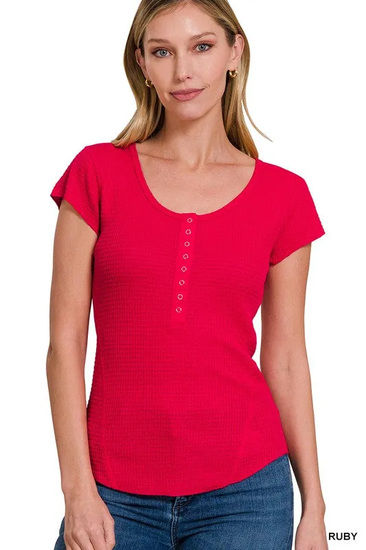 Iris Baby Waffle Sleeve Top