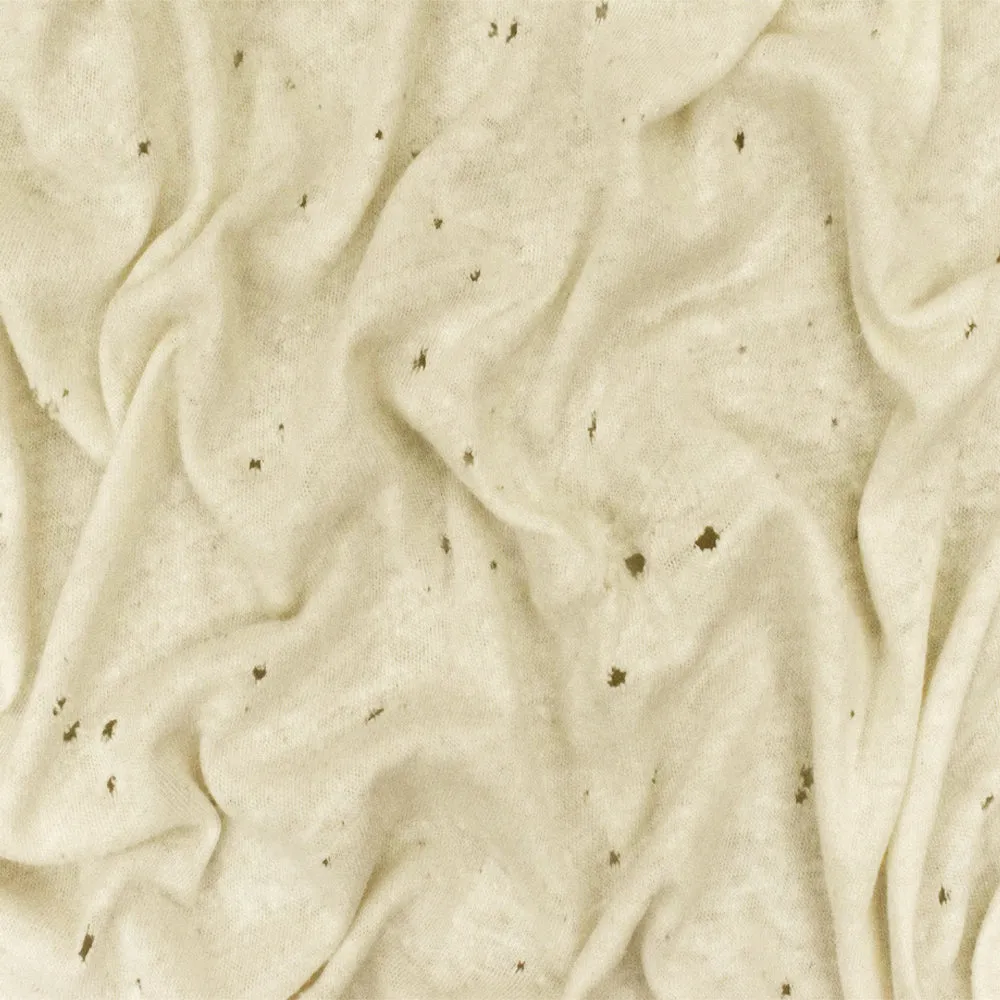 Ivory Distress Cut Hemp Organic Cotton Jersey Knit Fabric