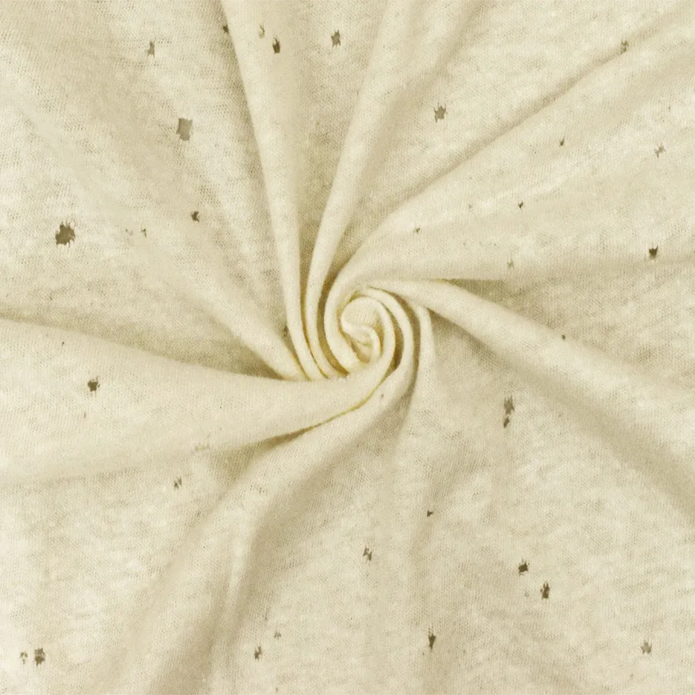 Ivory Distress Cut Hemp Organic Cotton Jersey Knit Fabric