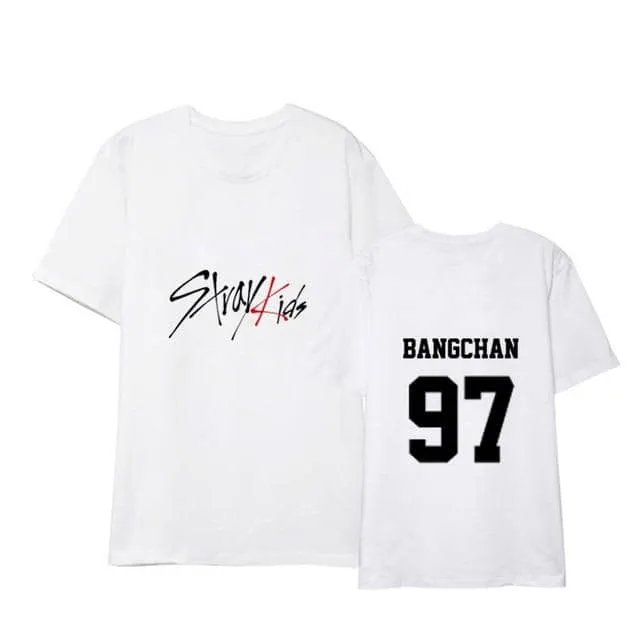 Kpop STRAY KIDS T Shirts Concert Same Black White  Tee Tops