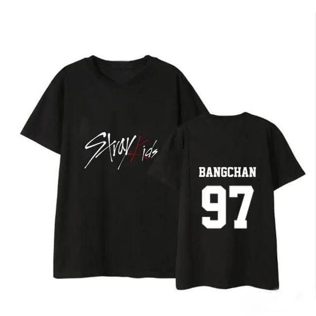 Kpop STRAY KIDS T Shirts Concert Same Black White  Tee Tops