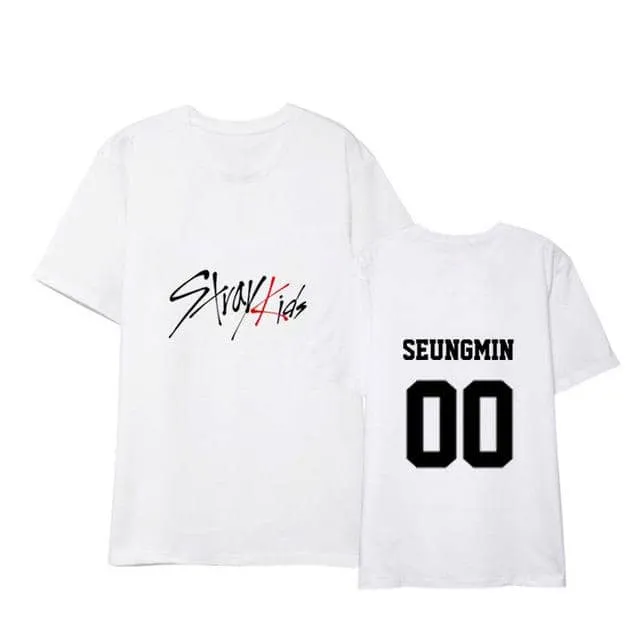 Kpop STRAY KIDS T Shirts Concert Same Black White  Tee Tops