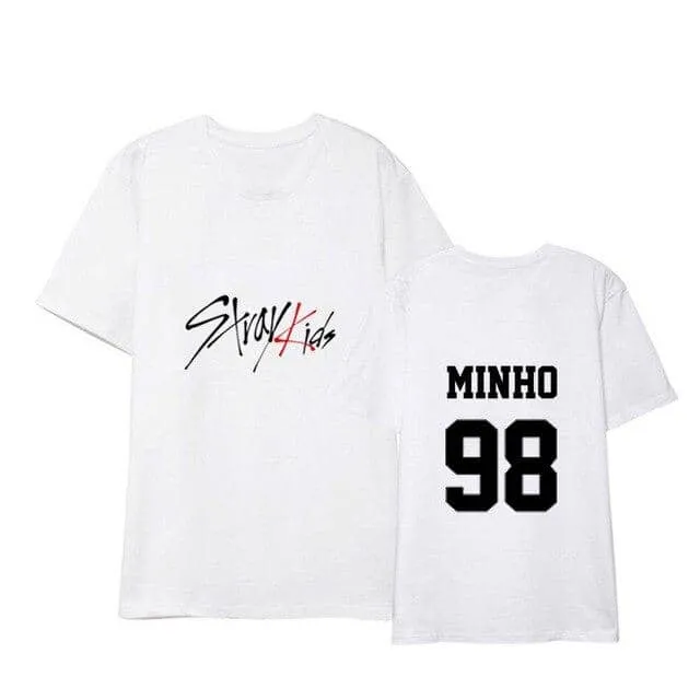 Kpop STRAY KIDS T Shirts Concert Same Black White  Tee Tops
