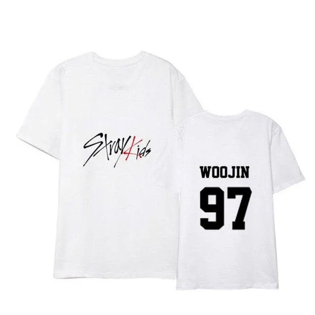 Kpop STRAY KIDS T Shirts Concert Same Black White  Tee Tops