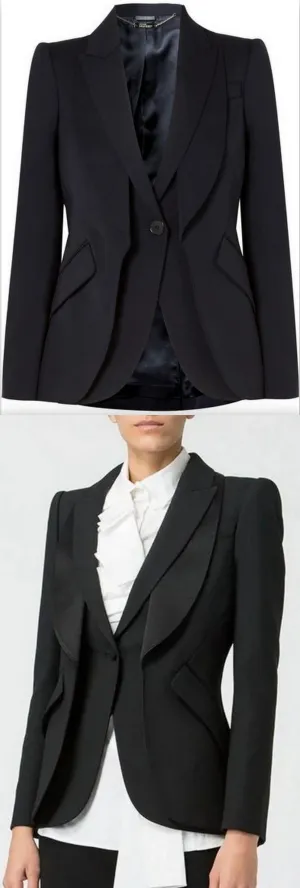 Layered Grain de Poudre Blazer