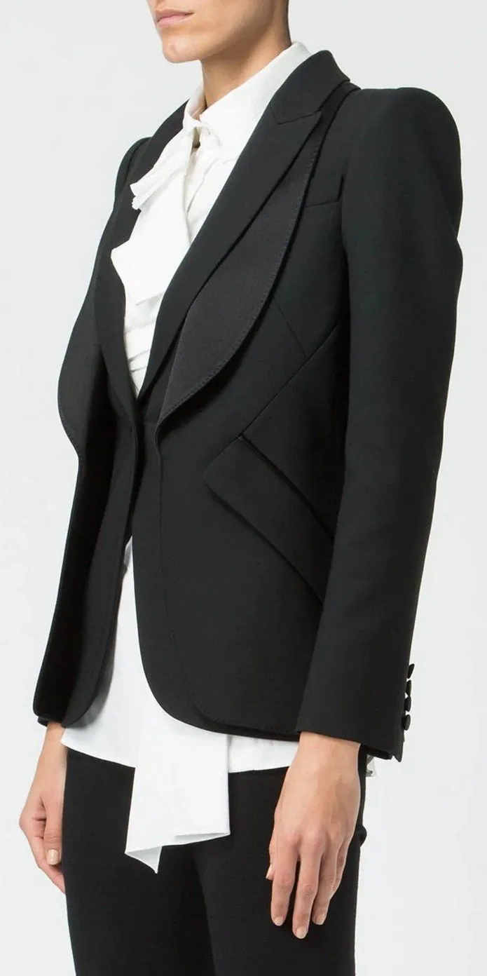 Layered Grain de Poudre Blazer