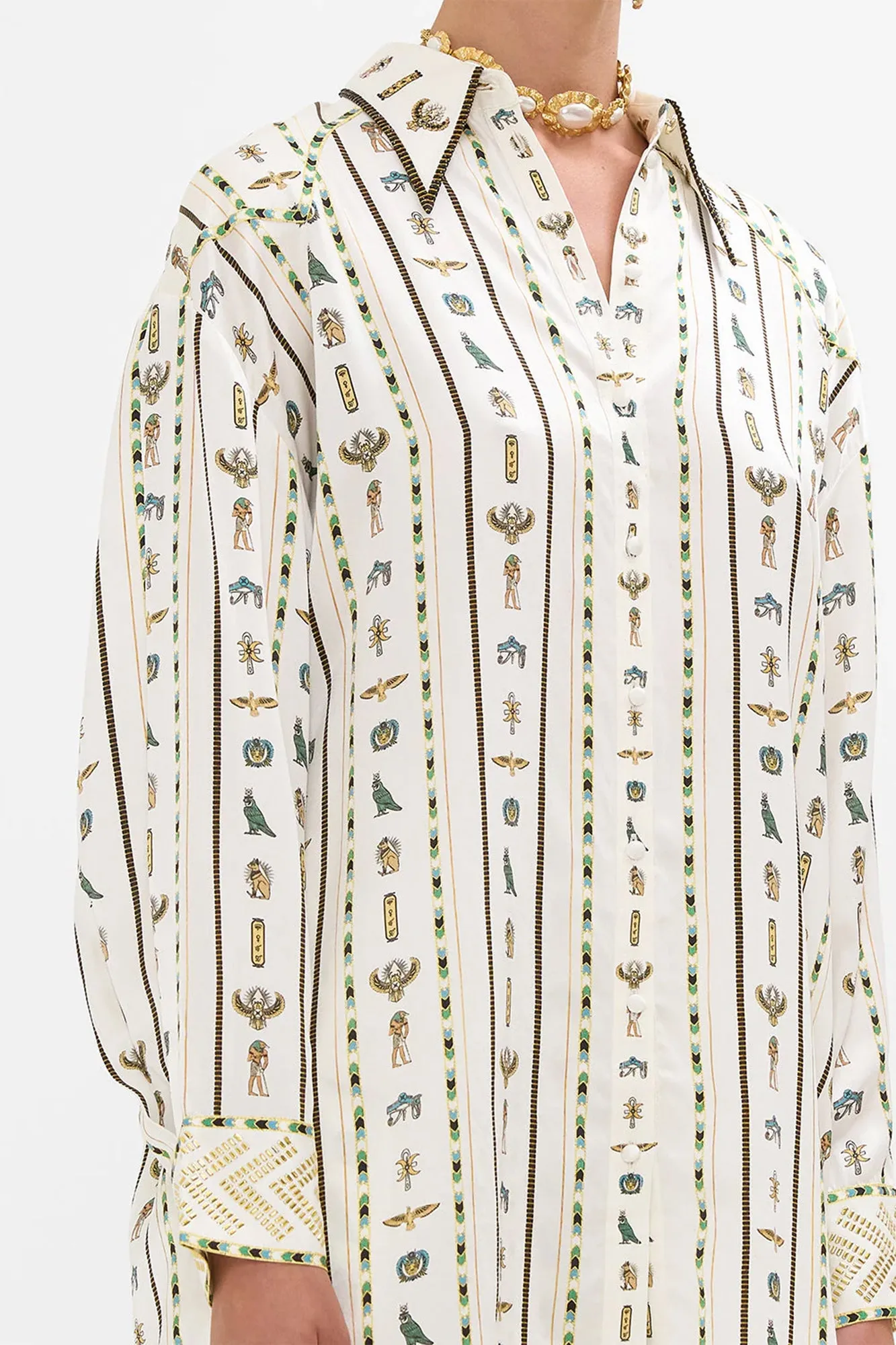 Long Line Shirt With Yoke And Button Detail Valley Of The Queens