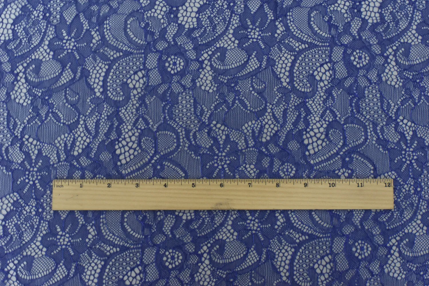 Magical Blue Floral Nylon Raschel Lace Knit Fabric