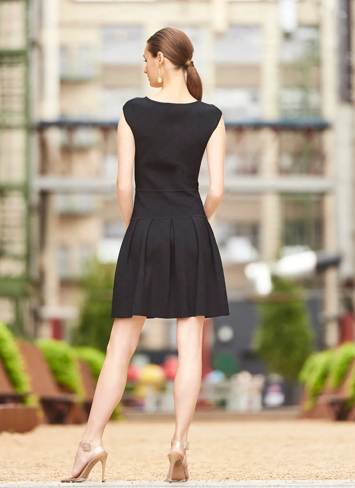 Maia - Drop Waist Dress with Laser Cut Scallop Design