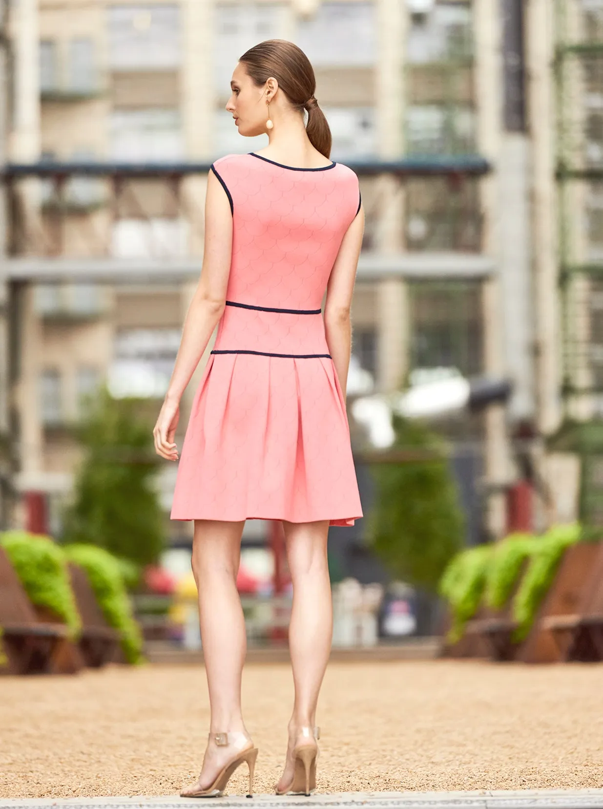 Maia - Drop Waist Dress with Laser Cut Scallop Design