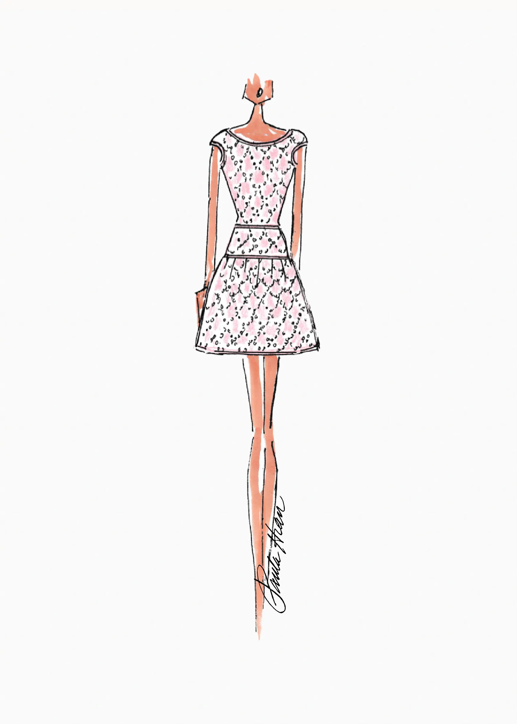 Maia - Drop Waist Dress with Laser Cut Scallop Design