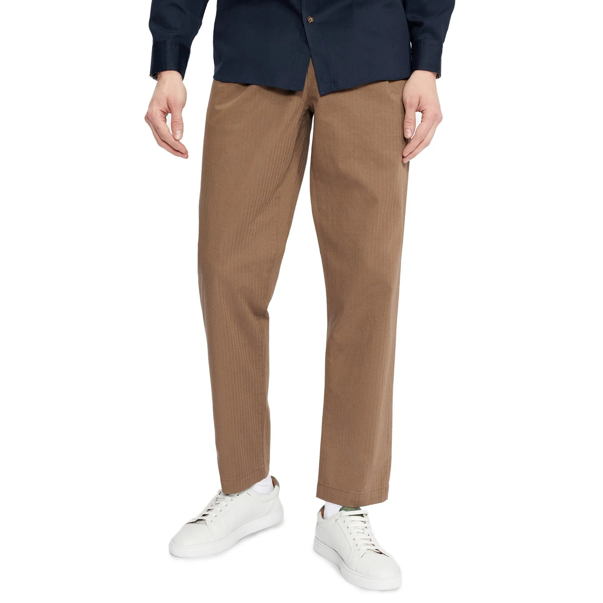 Men Mmt-Talkin-Pleated Herringbone Trouser - Dk-Brown