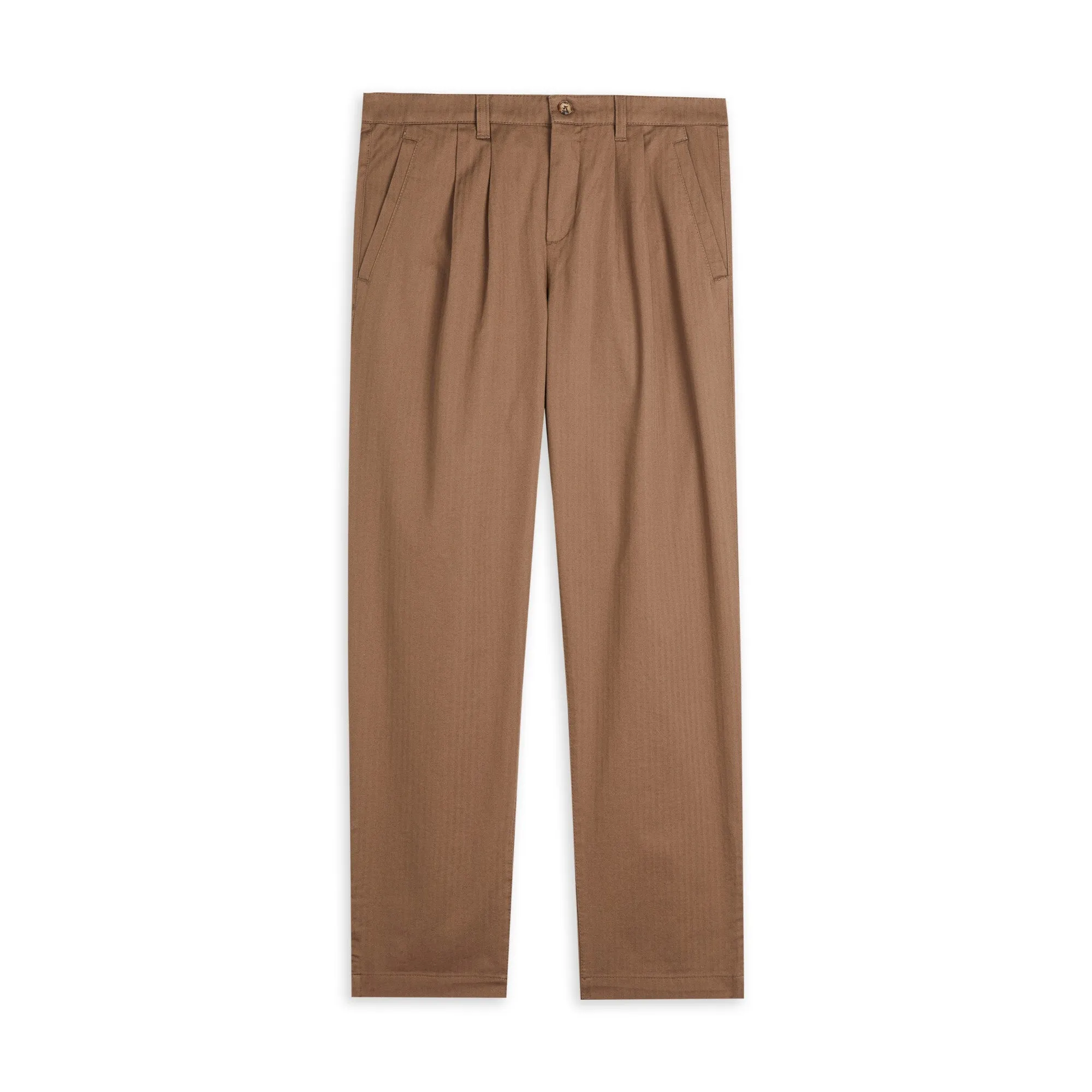 Men Mmt-Talkin-Pleated Herringbone Trouser - Dk-Brown