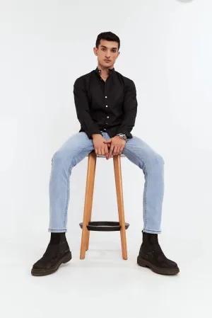 Men's Faded Tapered Fit Sky Blue Jeans