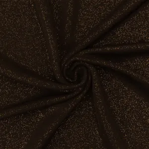 Midnight Black-Copper Sparkly Metallic Stretch Interlock Knit Fabric