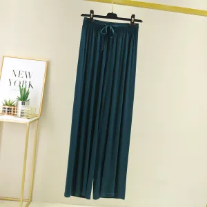 Modal Casual Women Plus Size High Waist Slim-Look Long All-Matching Drape Straight Wide Leg Pants