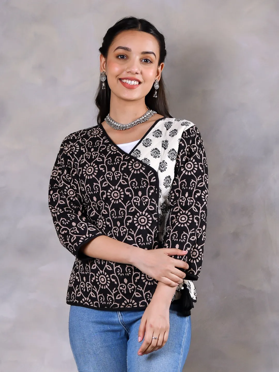 Morning Glory Black & White Quilted Jacket