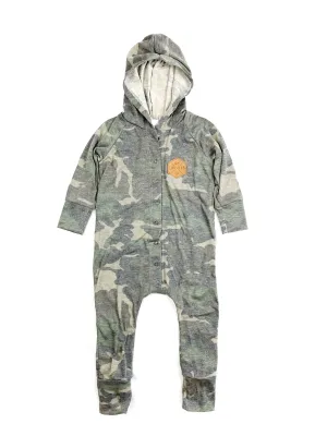 Muted camo snap romper