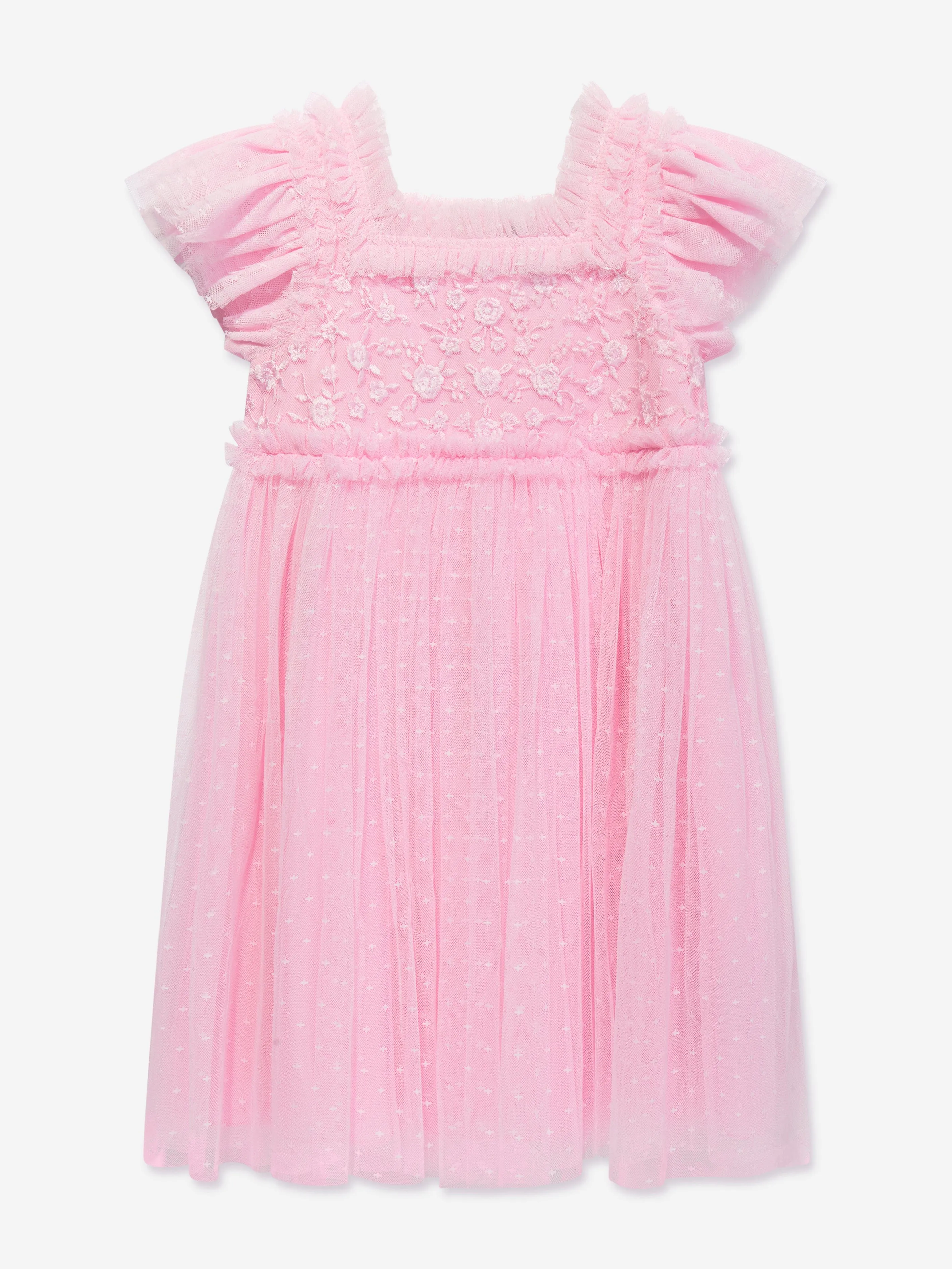 Needle & Thread Girls Midsummer Lace Bodice Dress in Pink