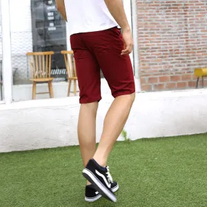 Non Wrinkle Men Summer Casual Pants Korean Straight Slim Look knee length Shorts