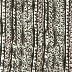 Olive-Multi Mix Pattern Stripe Printed Rayon Stretch Jersey Knit Fabric