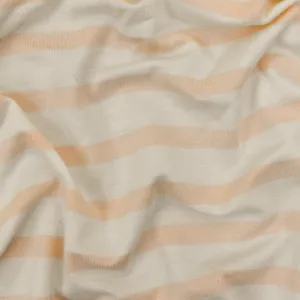 Peach-Ivory Stripe Stretch Spandex Rayon Modal Jersey Knit Fabric