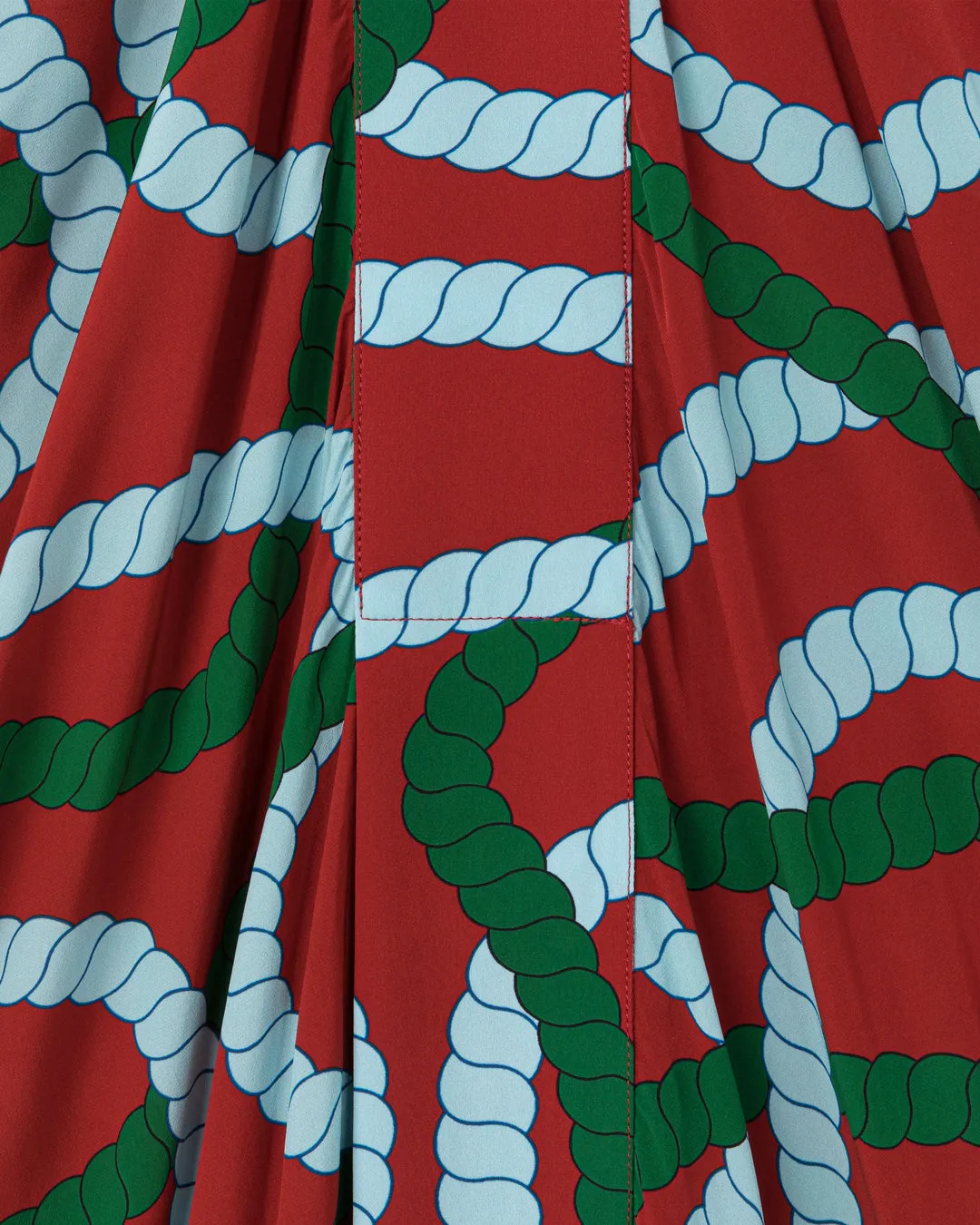 PRINTED DRAPED MIDI DRESS - BRICK CORD
