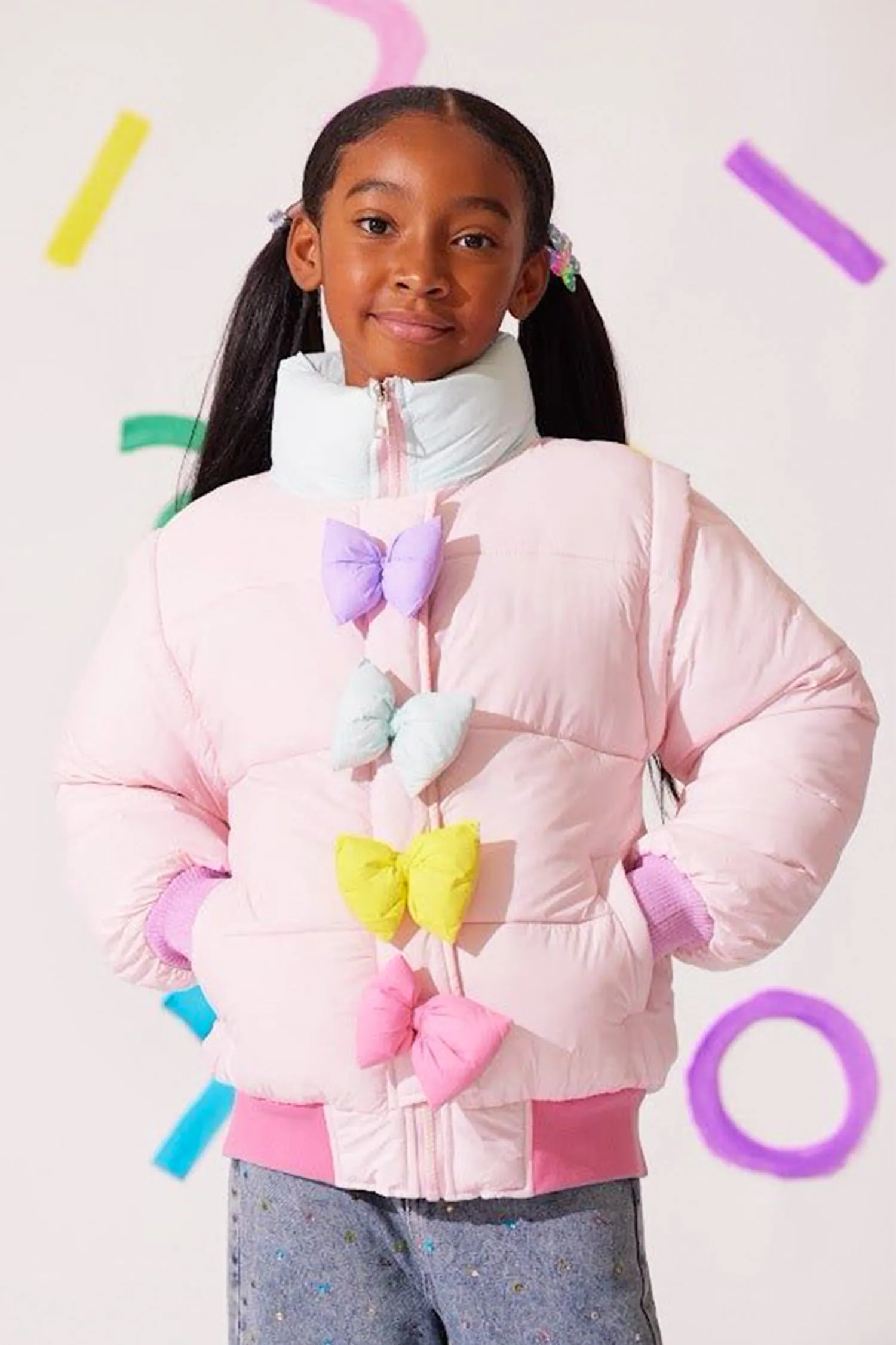 Rainbows Bows Puffer Jacket