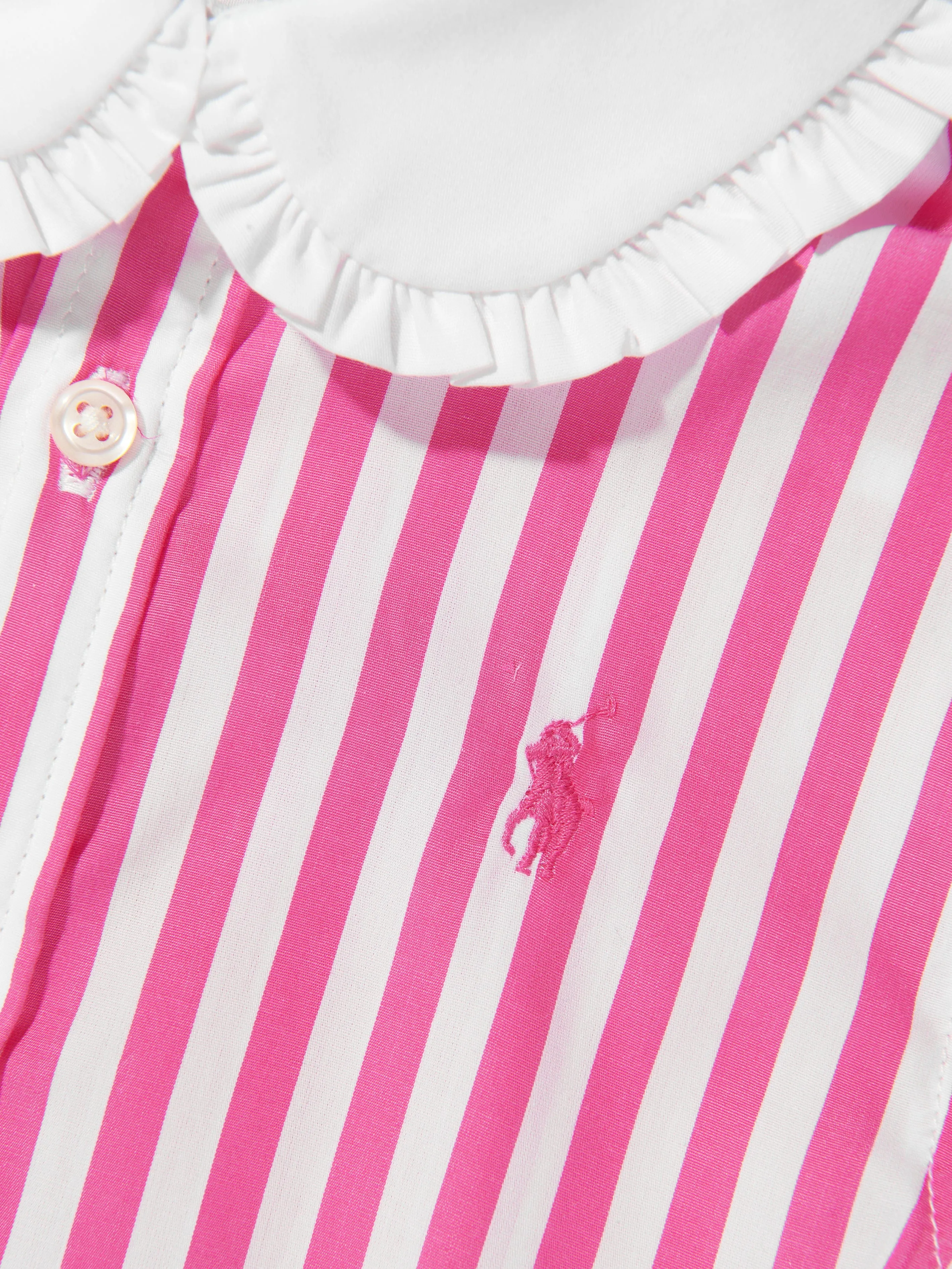 Ralph Lauren Girls Striped Shirt Dress in Pink