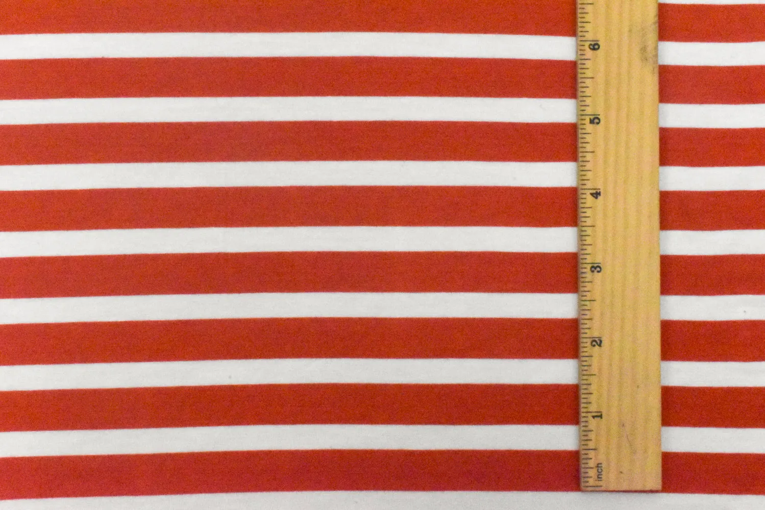 Red Orange-Ivory Stripe Stretch Spandex Rayon Modal Jersey Knit Fabric