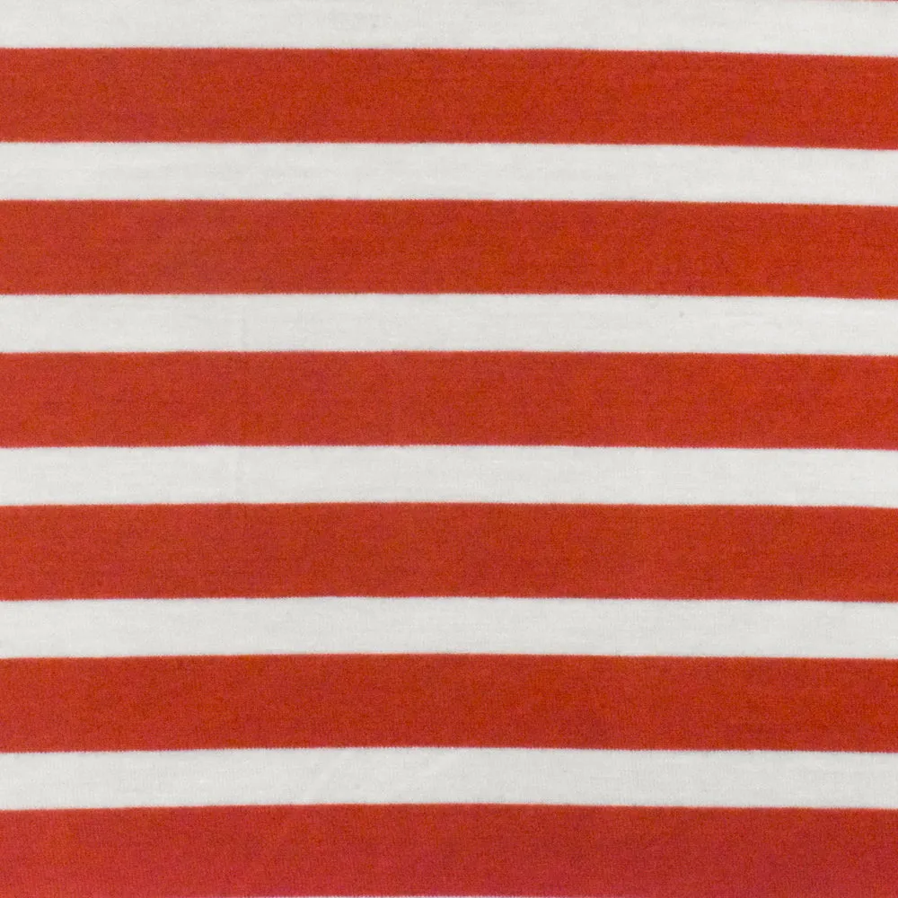 Red Orange-Ivory Stripe Stretch Spandex Rayon Modal Jersey Knit Fabric