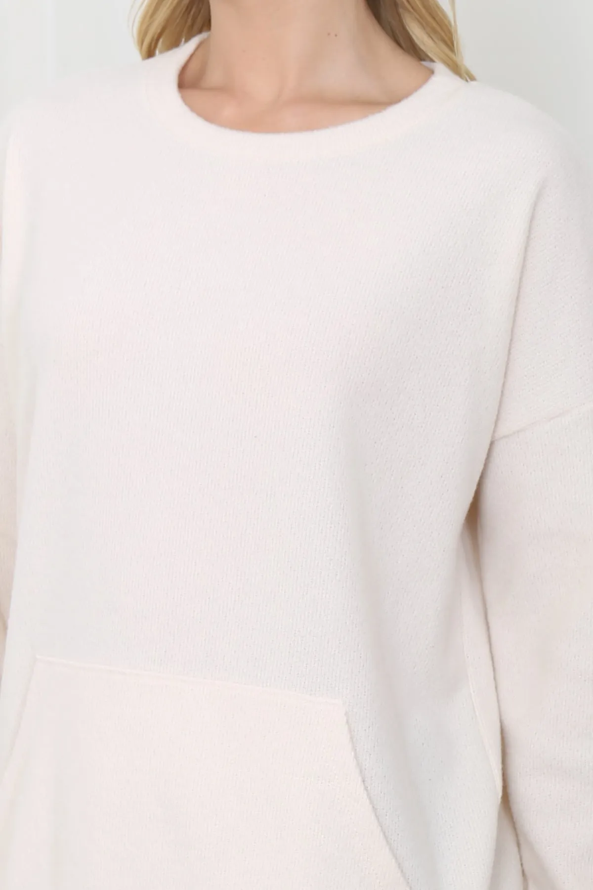 RIB BRUSHED PULLOVER TOP WITH KANGAROO POCKET 1-1-1-1