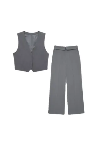 'Riley'  Striped Vest and Rolled-Hem Pants Suit (Sold Separately)