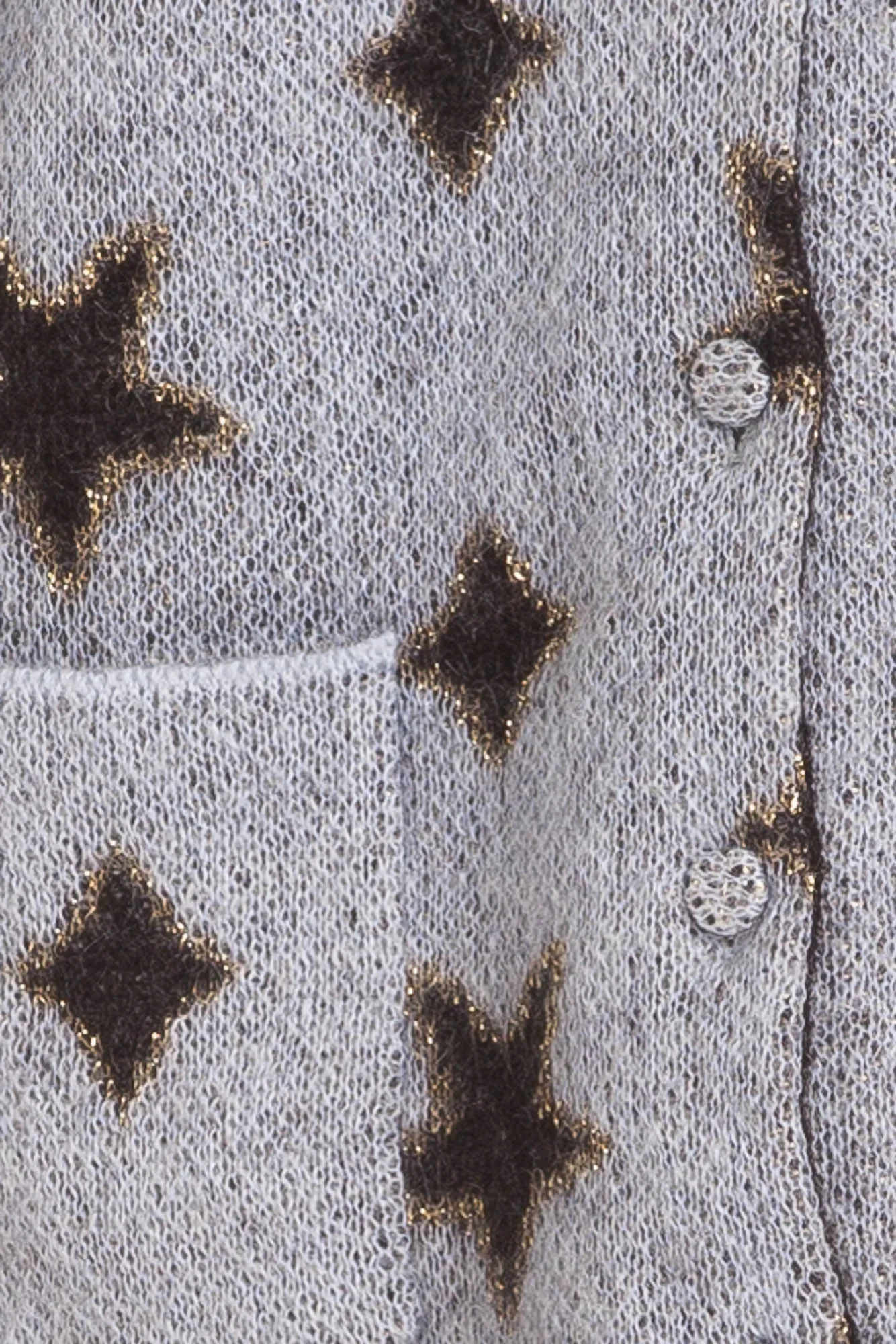 Saint Laurent - Long Sleeve Light Blue Cardigan with Black Stars - M