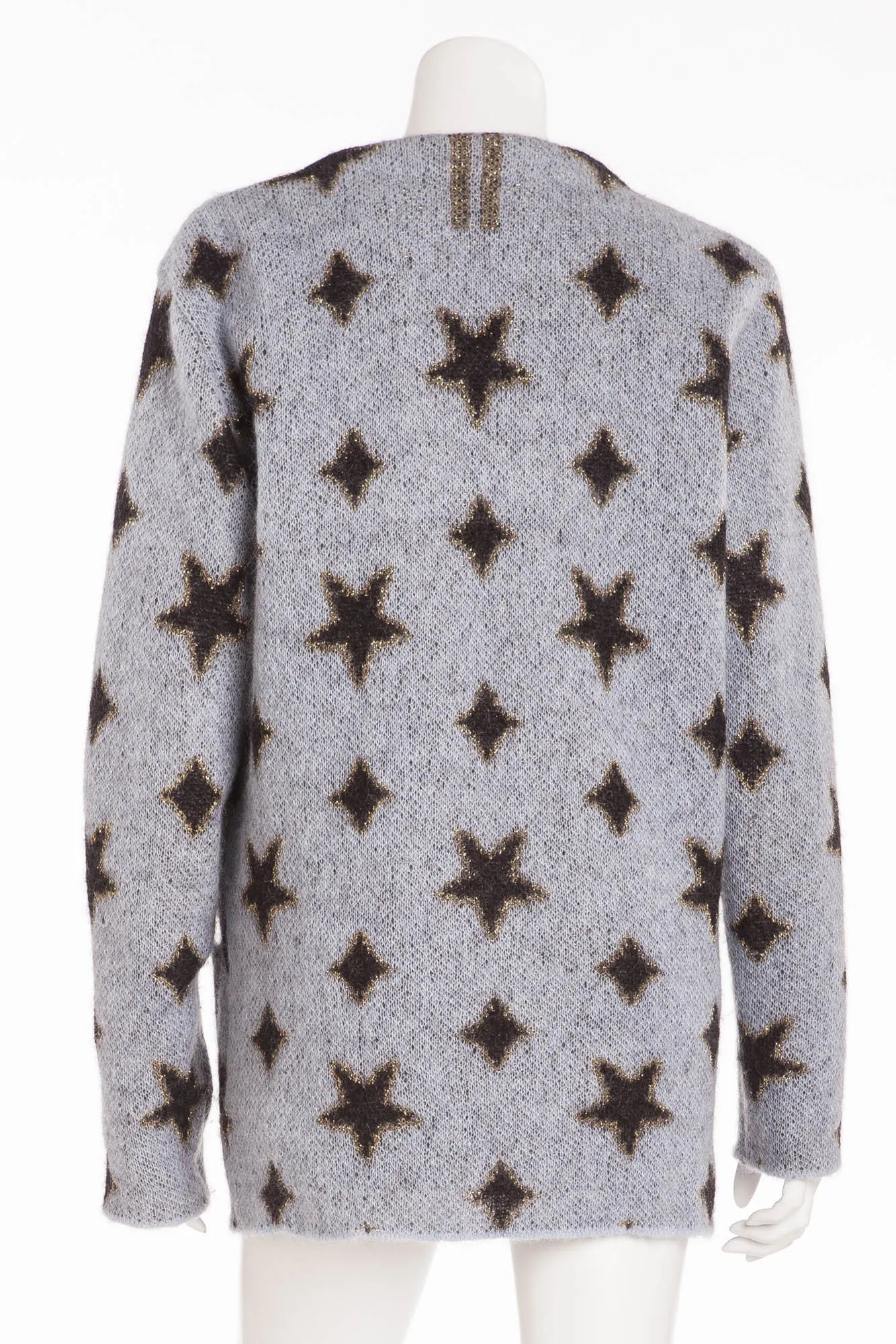 Saint Laurent - Long Sleeve Light Blue Cardigan with Black Stars - M