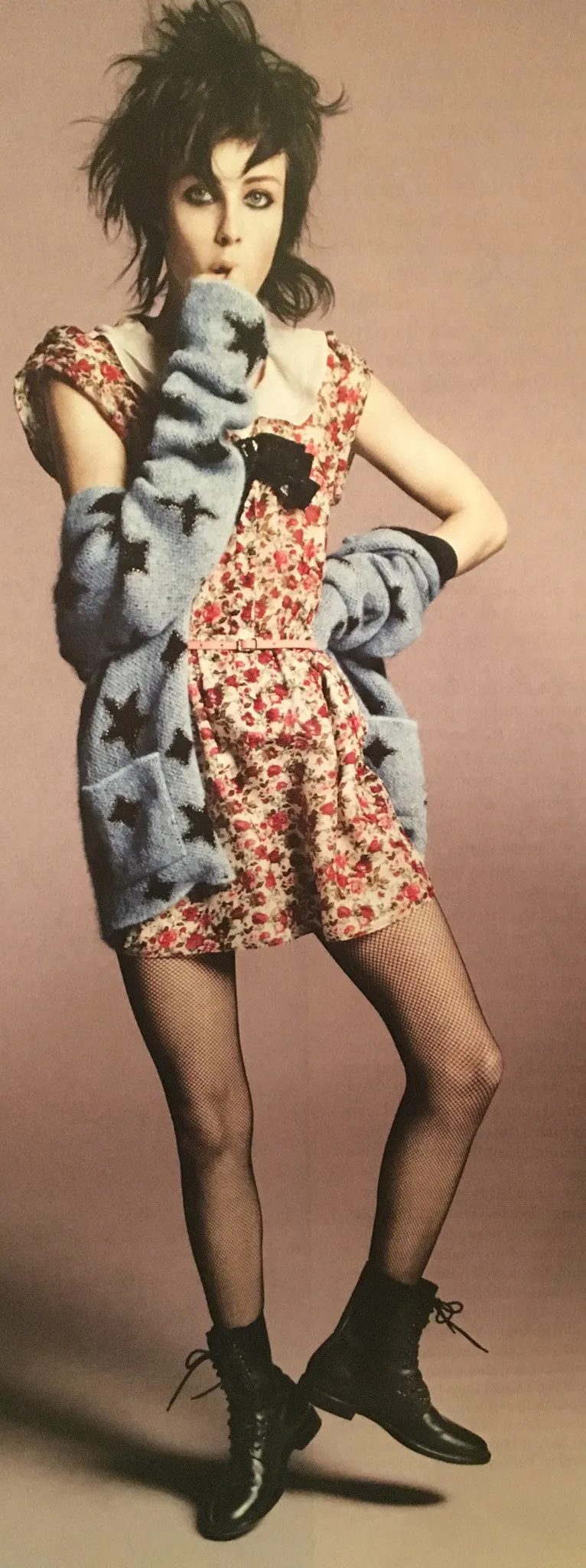 Saint Laurent - Long Sleeve Light Blue Cardigan with Black Stars - M