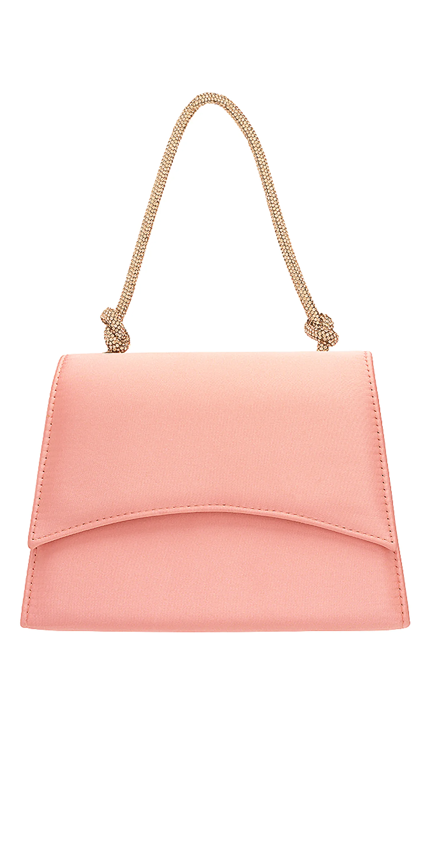 Satin 1/2 Flap Kelly Handbag with Rhinestone Handle