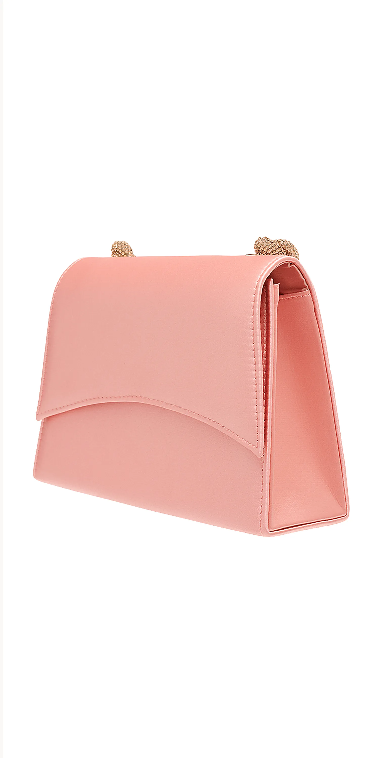 Satin 1/2 Flap Kelly Handbag with Rhinestone Handle