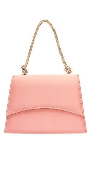 Satin 1/2 Flap Kelly Handbag with Rhinestone Handle