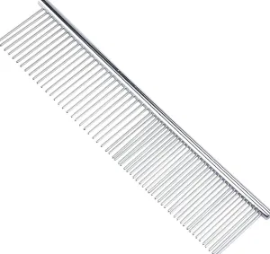 Silver Colour Dog Grooming Comb, Stainless Steel - 19cm