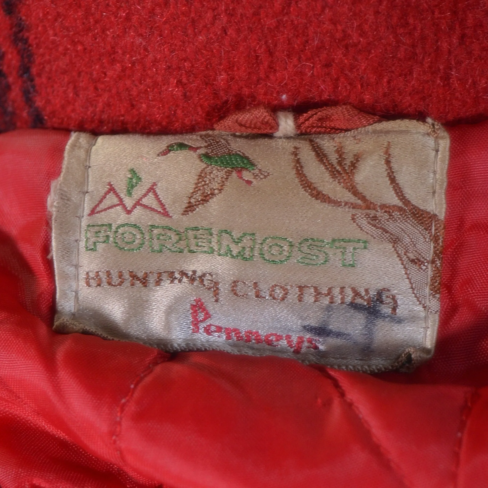 SOLD Vintage 50s Red Wool Plaid Mens Hunting Jacket, Foremost JC Penny XL