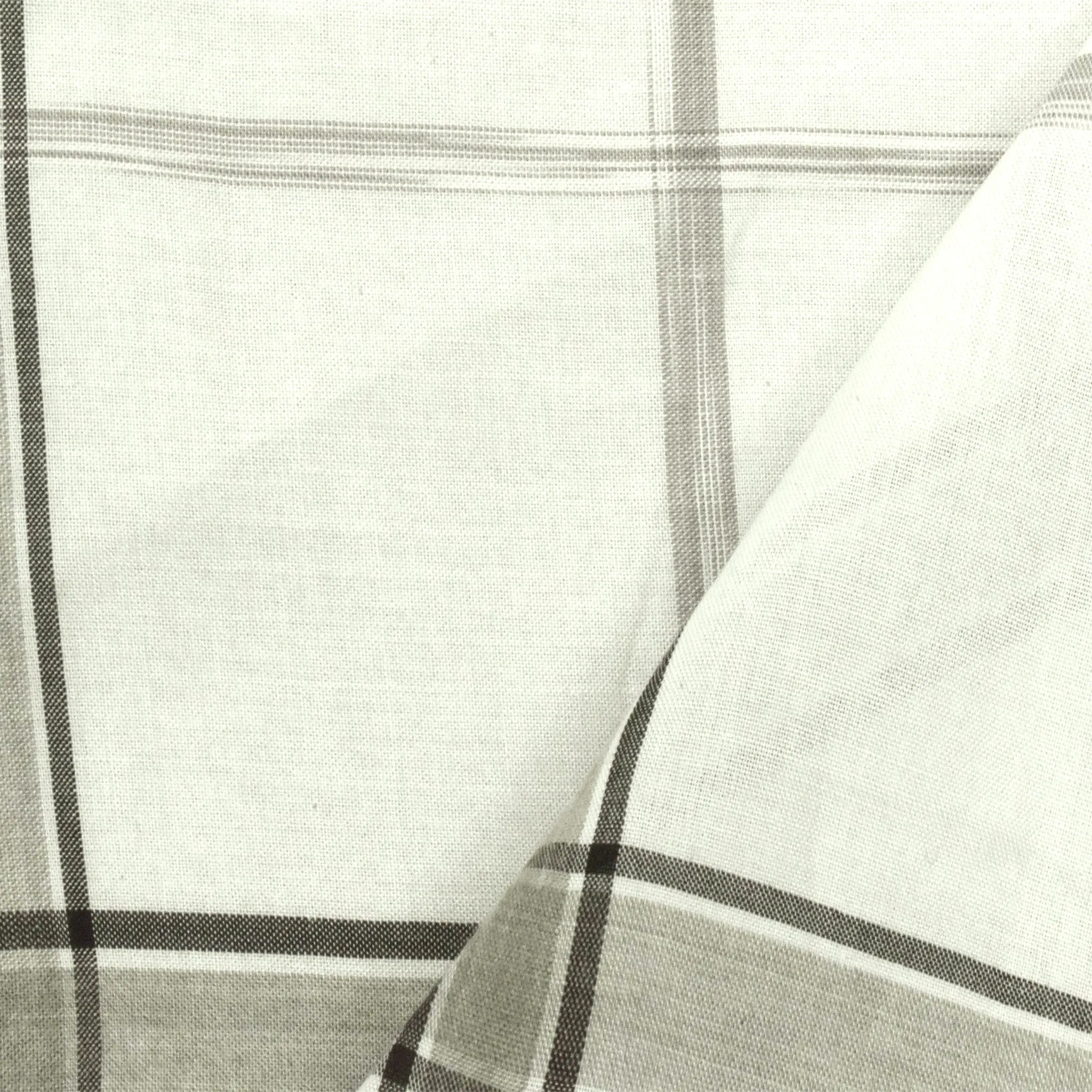 Taupe Beige-Multi Cotton Abstract Plaid Woven Voile Fabric