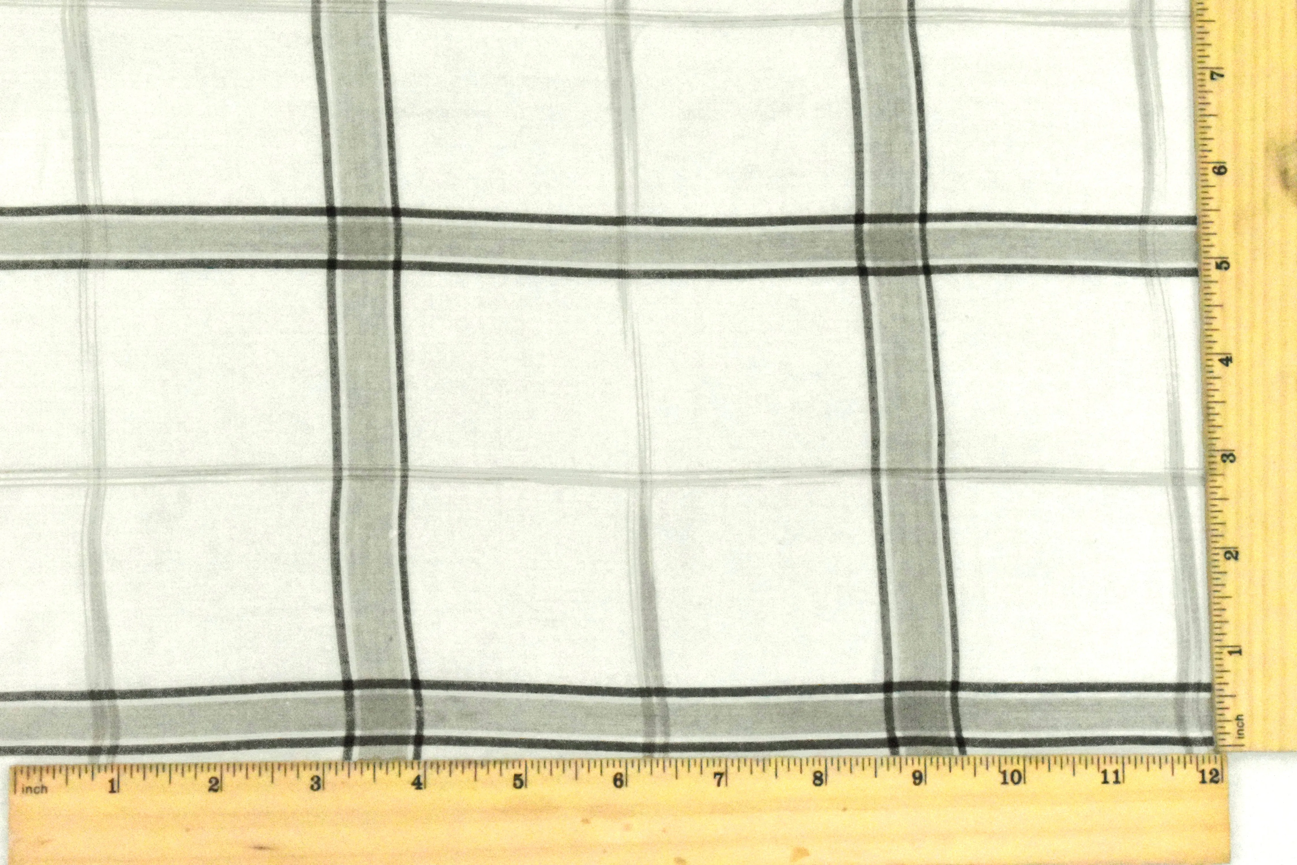 Taupe Beige-Multi Cotton Abstract Plaid Woven Voile Fabric