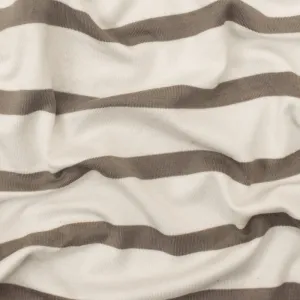 Taupe-Ivory Stripe Stretch Spandex Rayon Modal Jersey Knit Fabric
