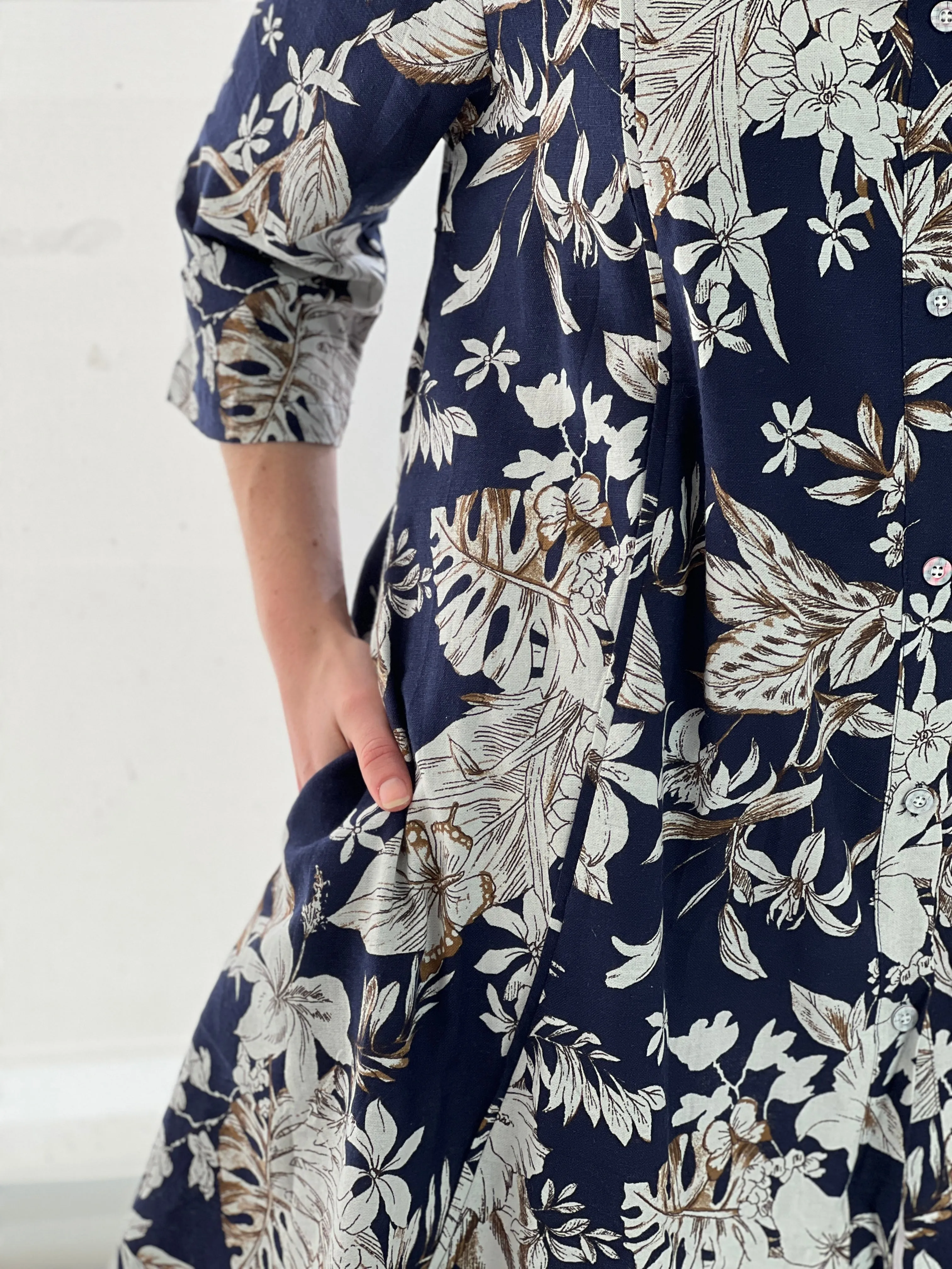 Tulum Floral Linen Shirt Dress