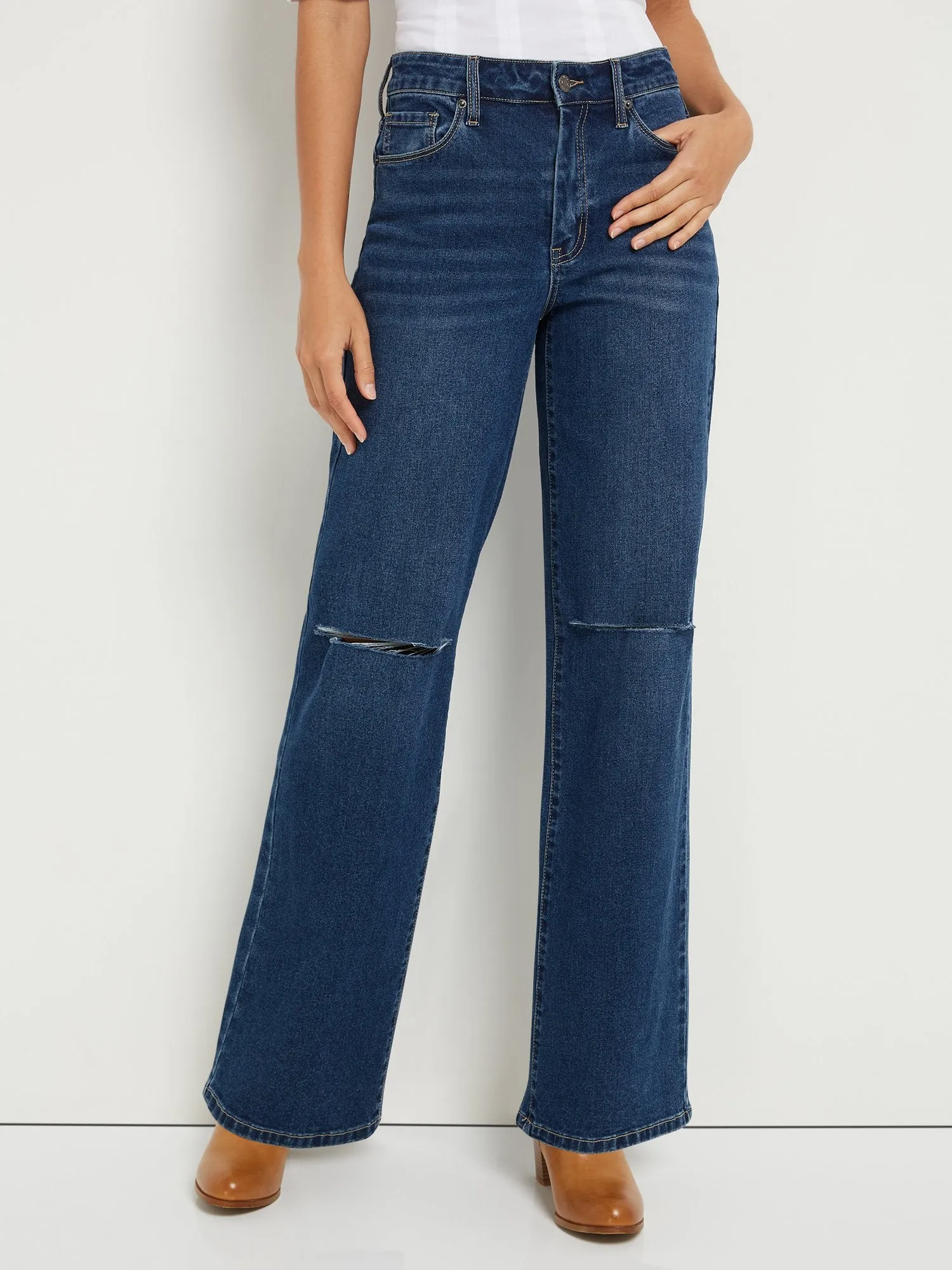 Ultra High-Waisted Wide-Leg Jeans - Dark Wash