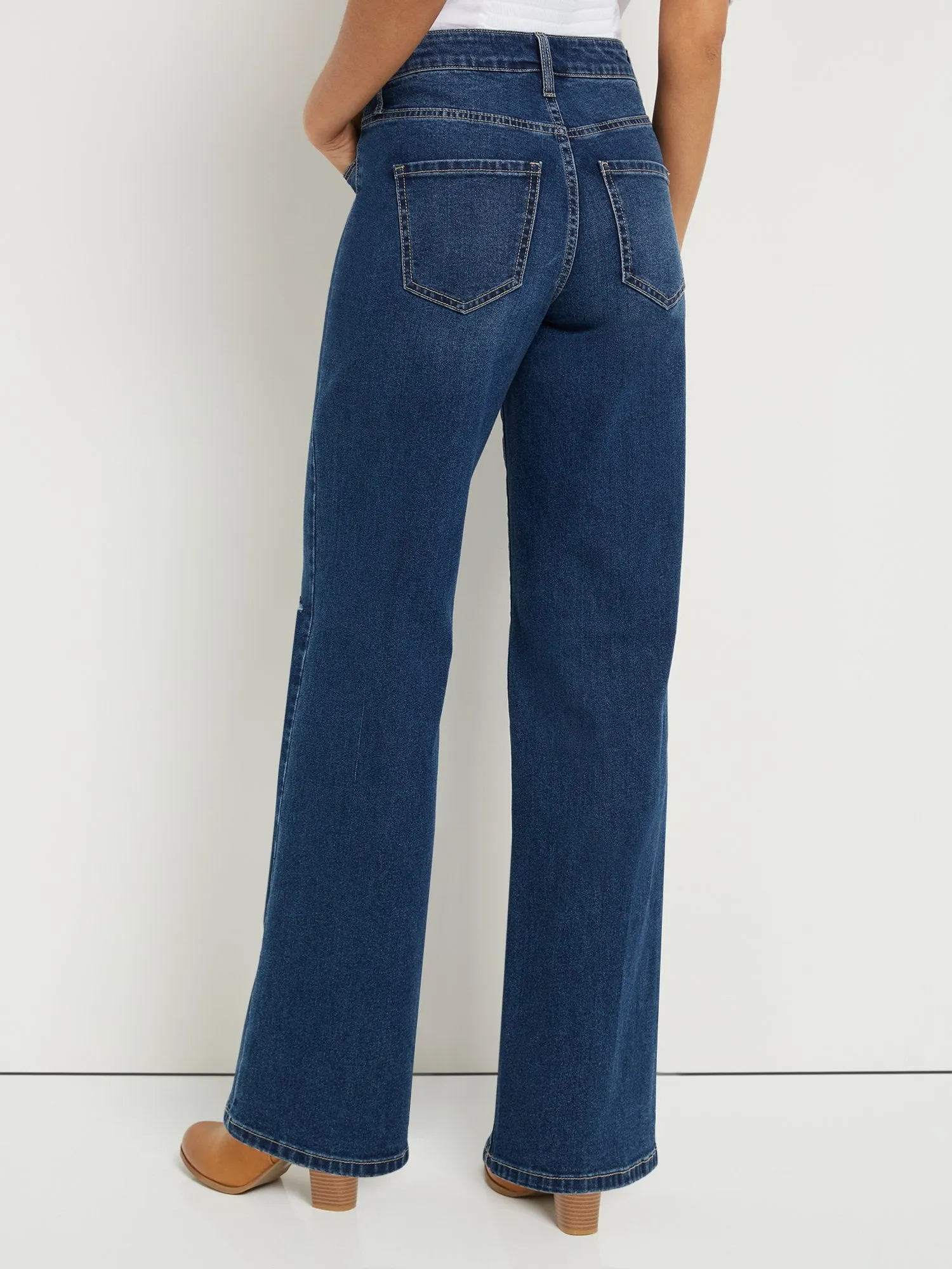 Ultra High-Waisted Wide-Leg Jeans - Dark Wash