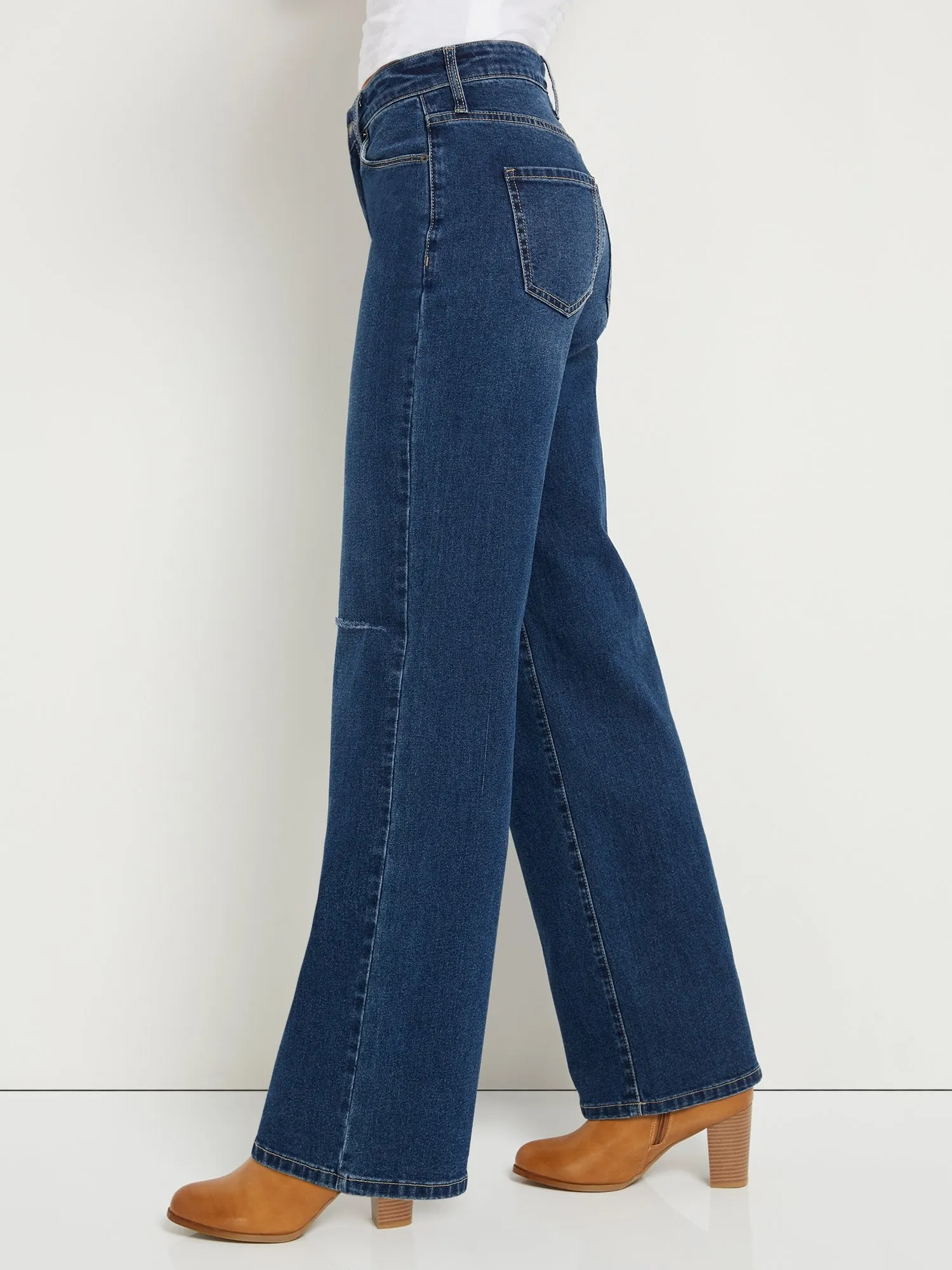Ultra High-Waisted Wide-Leg Jeans - Dark Wash