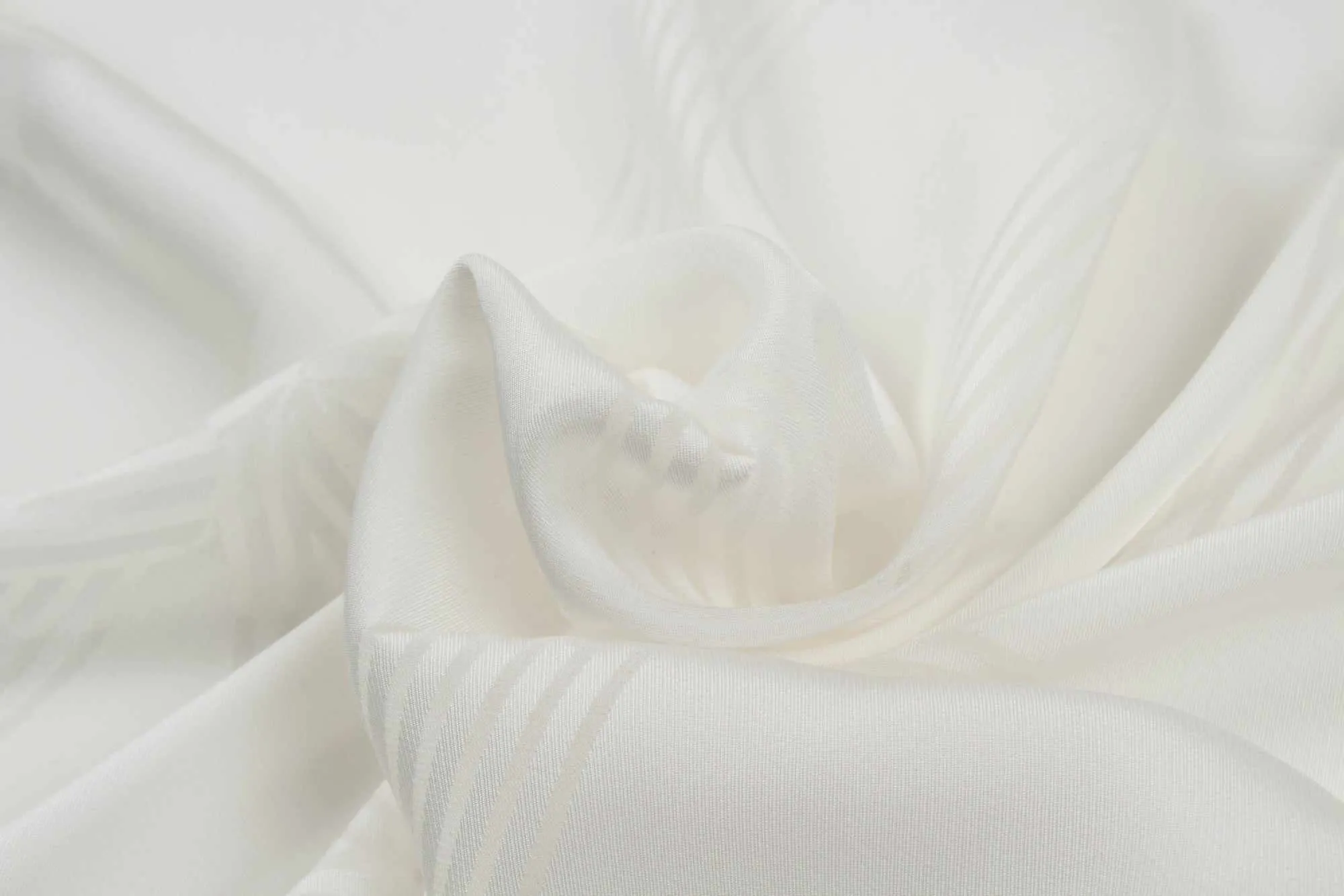 Viscose Silk Devoré Fabric - Ribbons Pattern - White